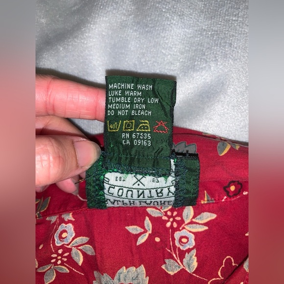 Ralph Lauren Country red Floral collared button Down sleeveless Shirt vintage L - Picture 6 of 7